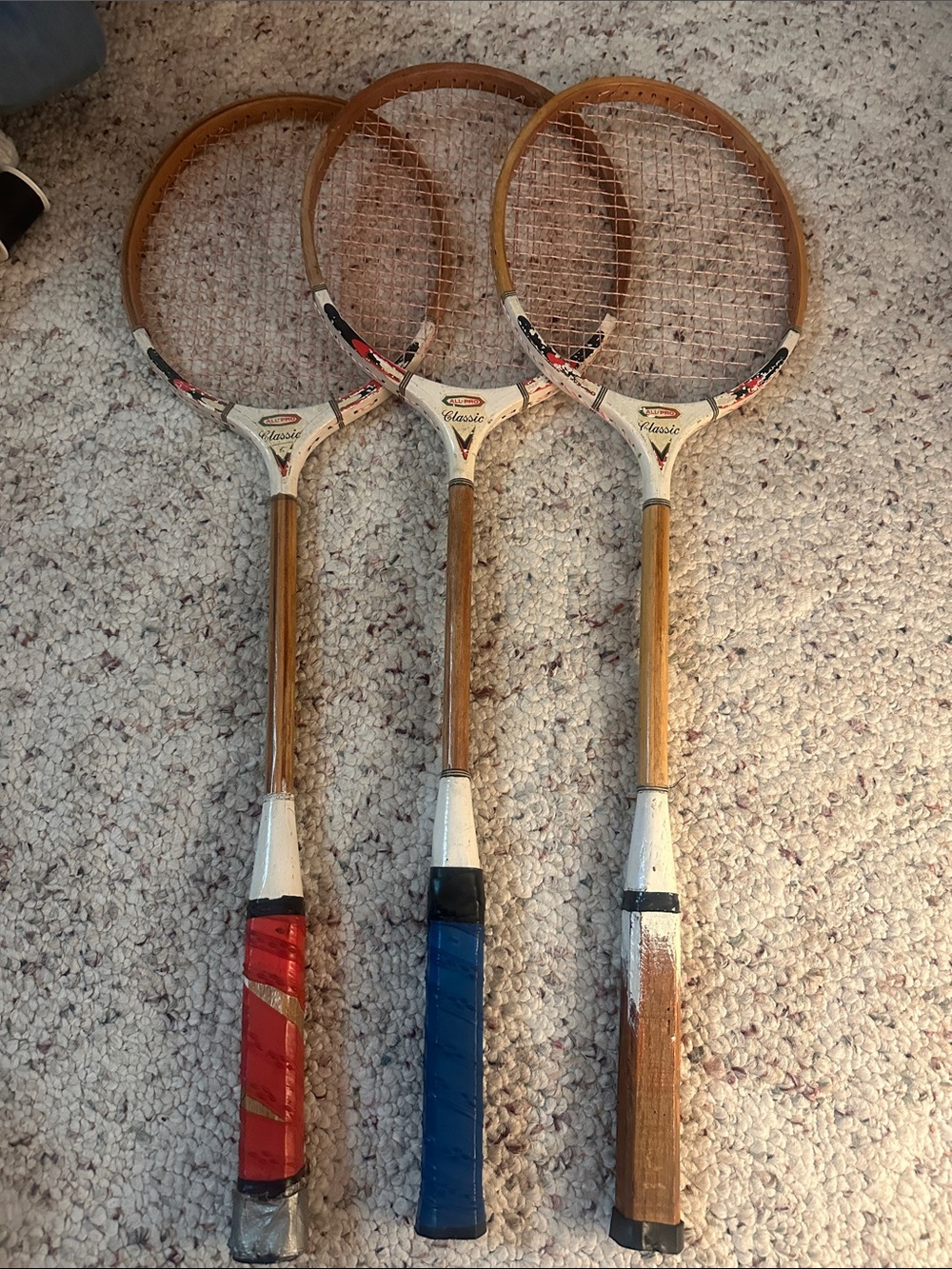 Vintage All Pro Classic Wooden Rackets - Set of 3